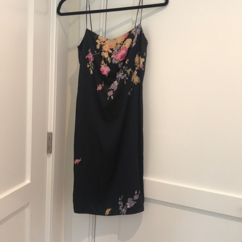 Black slip silk dress